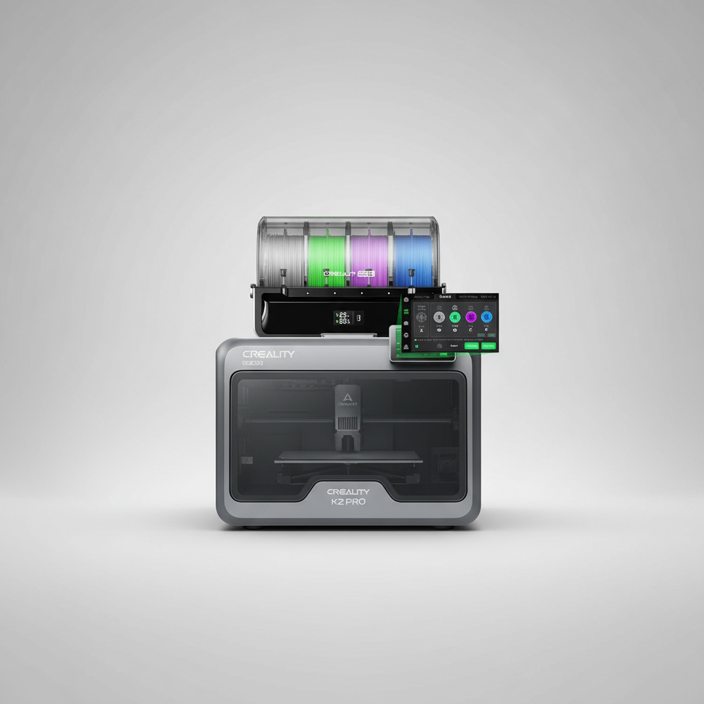 Creality K2 Pro Combo (A) 3D Printer, Multicolor Color Printing with CFS, 600mm/s High-Speed, Dual AI Camera, Active Chamber Heating, Auto Leveling, Large Build Volume 300×300×300mm — product image