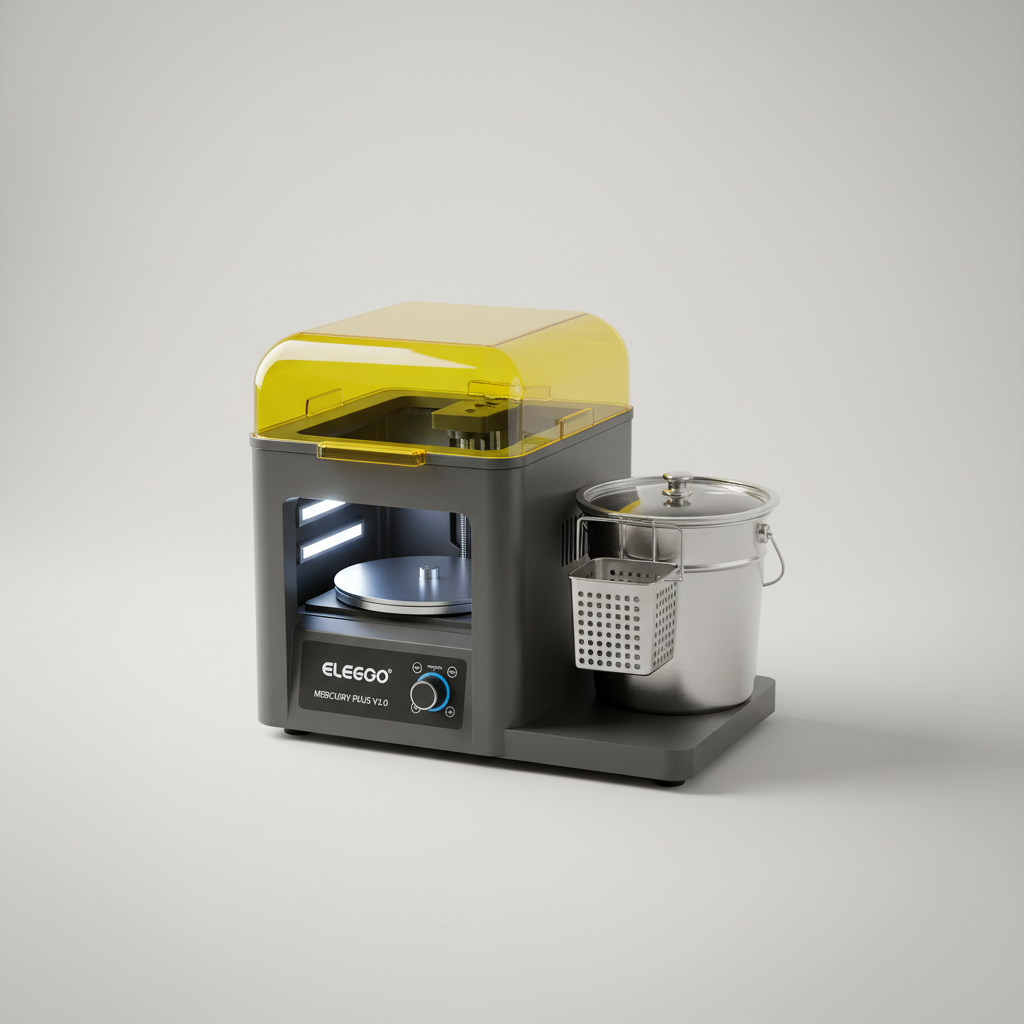 ELEGOO Mercury Plus V3.0 Wash and Cure Station, 7.5 L Large Capacity, Compatible with Mars Saturn Photon Halot MSLA LCD DLP 3D Printers, Washing Size of 9.05"×5.31”×10.24“ — product image
