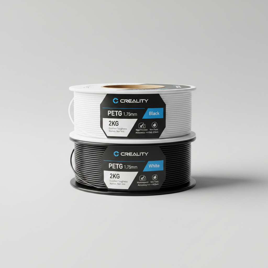 Creality 2 kg Black & White PETG 1.75mm Filament, 3D Printer Filament Bundle, Excellent Toughness High Precision, Odorless Non-Toxic Moistureproof, Glossy, Accuracy +/- 0.02mm — product image