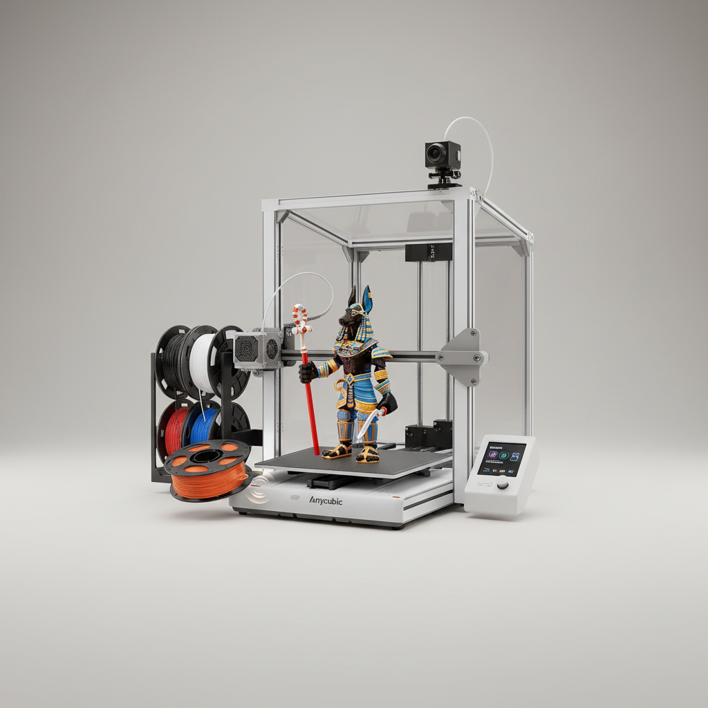 Anycubic Kobra X Multicolor 3D Printer, Easy Setup with Native 4-Color Printing Up 19 Color, 600mm/s Fast 3D Printing, AI Camera, Quiet 45dB, 260mm³, FDM for Kids Beginners Family Makers Professional — product image