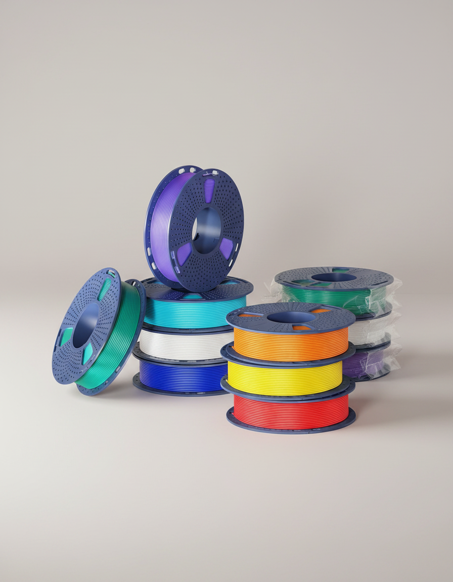 250g PLA Filament 1.75mm Bundle, SUNLU 3D Printer Filament Neatly Wound, Individually Vacuum Packed, 250g Spool, 8 Rolls, White+Red+Orange+Yellow+Green+Blue+Cyan+Purple — product image