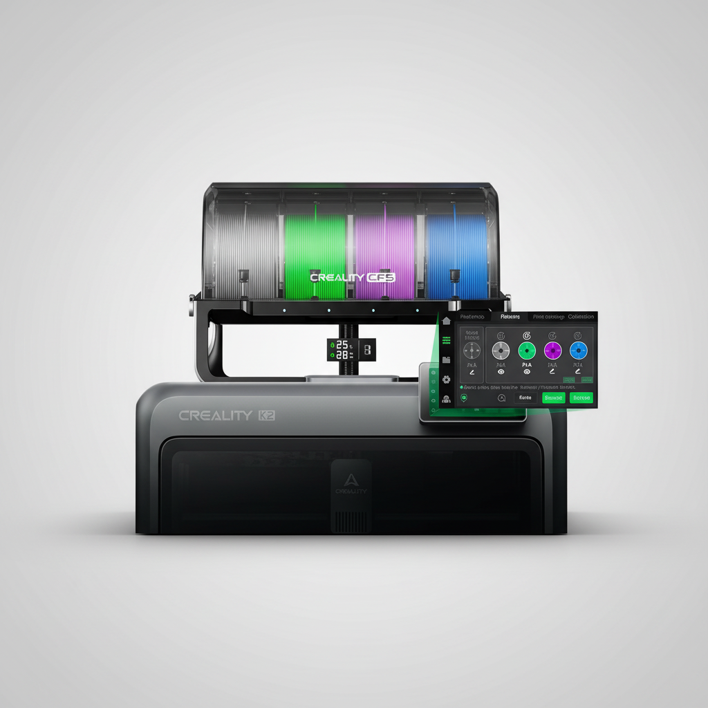 Creality K2 Combo 3D Printer, Multicolor Printing with CFS, High-Speed 600mm/s, Smart Auto Leveling, Quiet Printing, 300°C Nozzle, Dual AI Camera, Direct Drive Extruder, Build Volume 260x260x260mm — product image