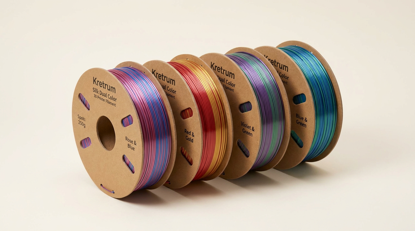 Kretrum Silk Dual Color PLA Filament Review: Vibrant Aesthetics for 3D Printing