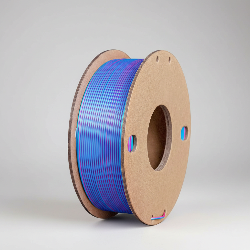 Silk Triple Color PLA Filament 1.75mm, 3-in-1 Coextruded Shiny Multicolor 3D Printer Filament, 250g(0.55lbs) Spool, Silk Rose Red/Sky Blue/Green, Clog-Free & Bubble-Free for FDM 3D Printers — product image