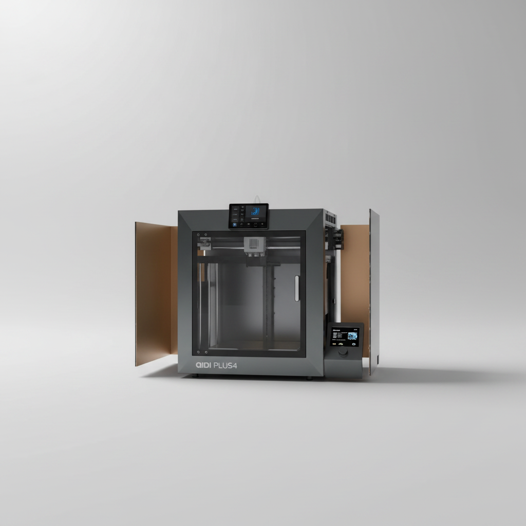 QIDI PLUS4 3D Printer, Max 600mm/s High-Speed Printing, 65℃ Chamber Heat, Fully Auto Leveling, 370°C Direct Extruder with Integrated Nozzle, Support PPS-CF Filaments, Large Print Size 12"x12"x11" — product image