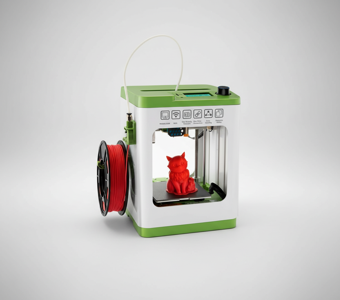 Fully Assembled Mini 3D Printer for Kids and Beginners - Complete Starter Kit with Auto Leveling 3D Printing Machine, 10M PLA Filament, and SD Card - WiFi 3D Home Printer for MAC Windows Linux (Green) — product image